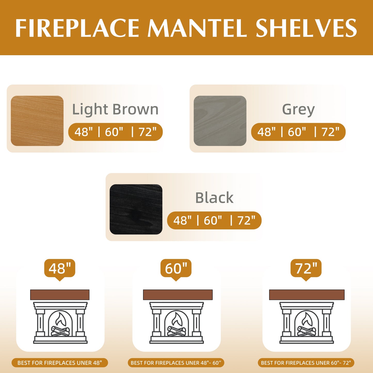 72" Fireplace Mantel Fir Wood Wall-Mounted Shelf