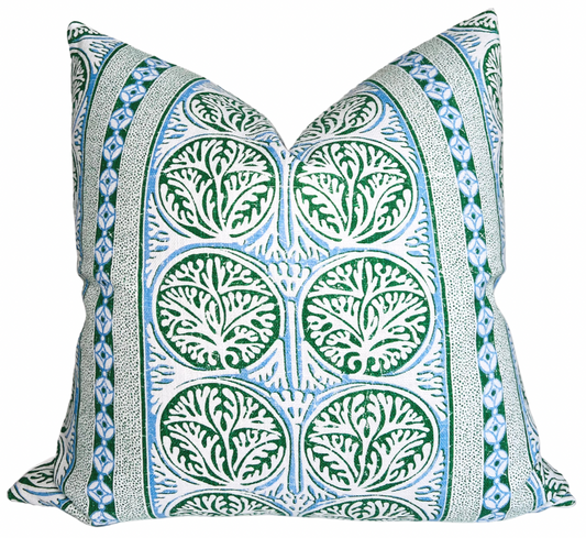 Fair Isle Pillow Cover in Blue and Green