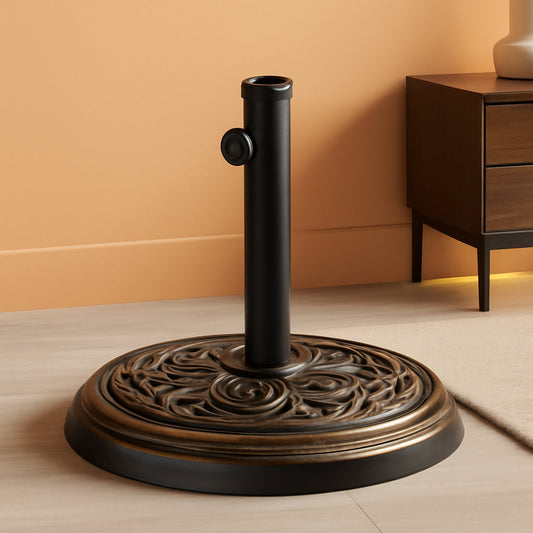 Heavy Duty 24 Pound Bronze Umbrella Base Patio Garden Stand For Outdoor Market Umbrellas