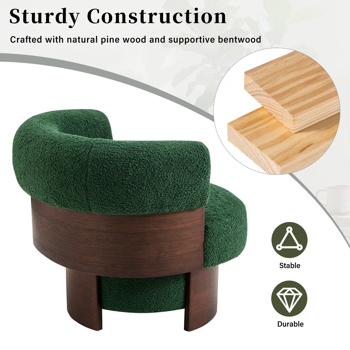 Modern 32'' Wide Curved Sculptural Swivel Barrel Chair