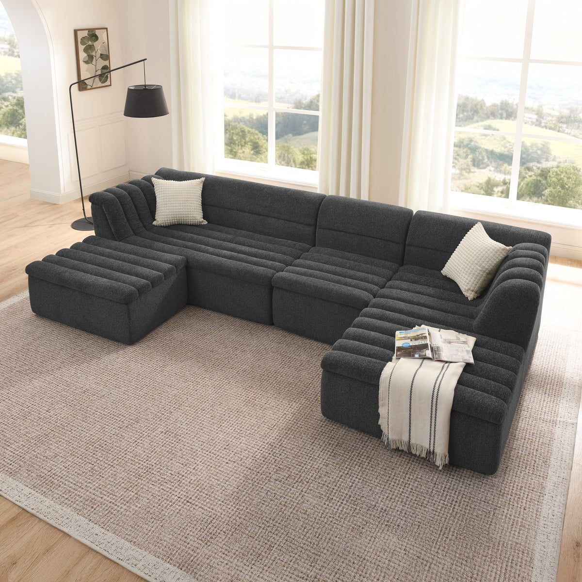 135" U-Shaped Modular Sectional Sofa with Chaise