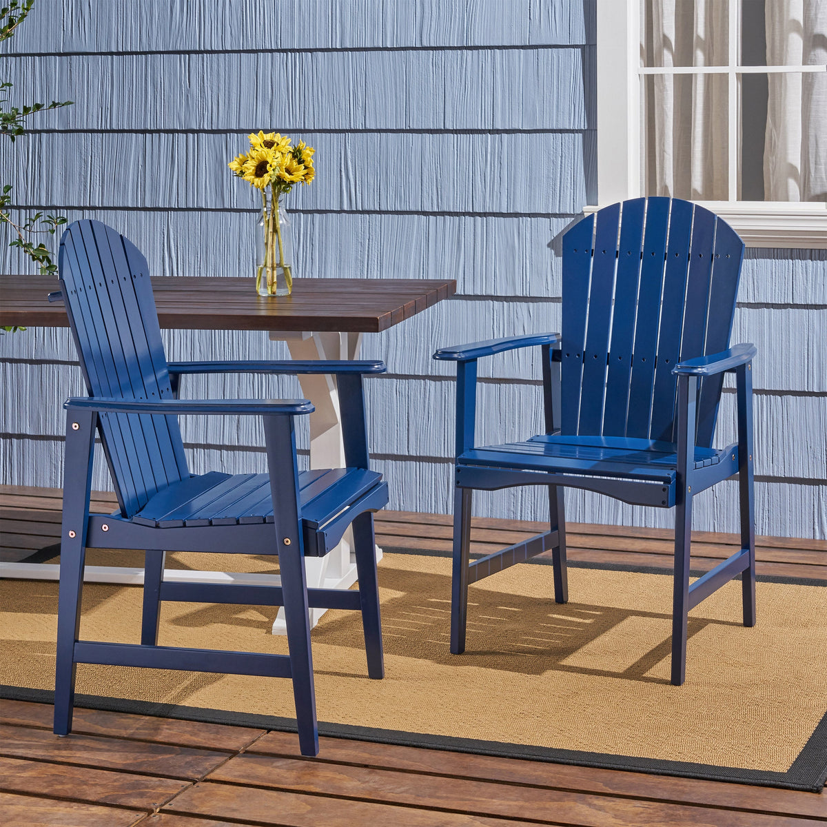 Outdoor Weather Resistant Acacia Wood Adirondack Dining Chairs