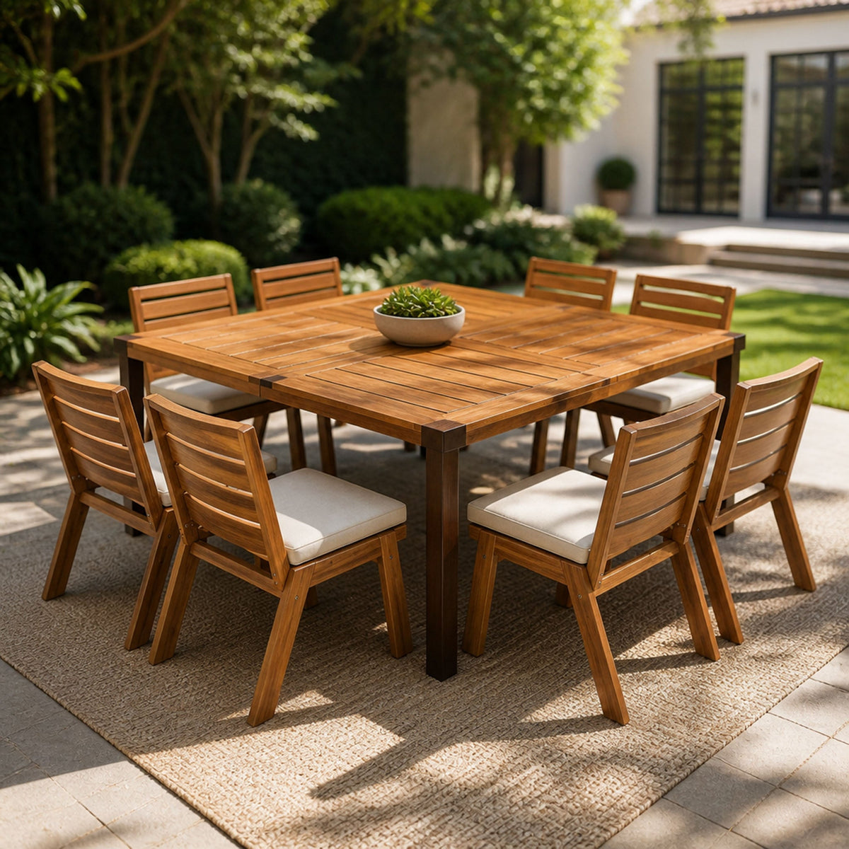 9-Piece Acacia Wood Outdoor Patio Dining Set
