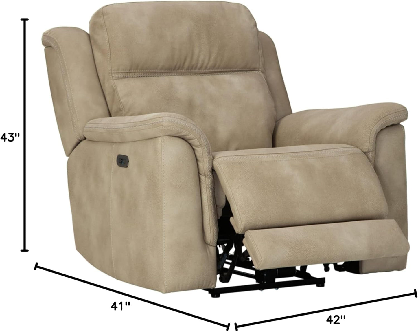 Durapella Power Recliner With Adjustable Headrest Beige