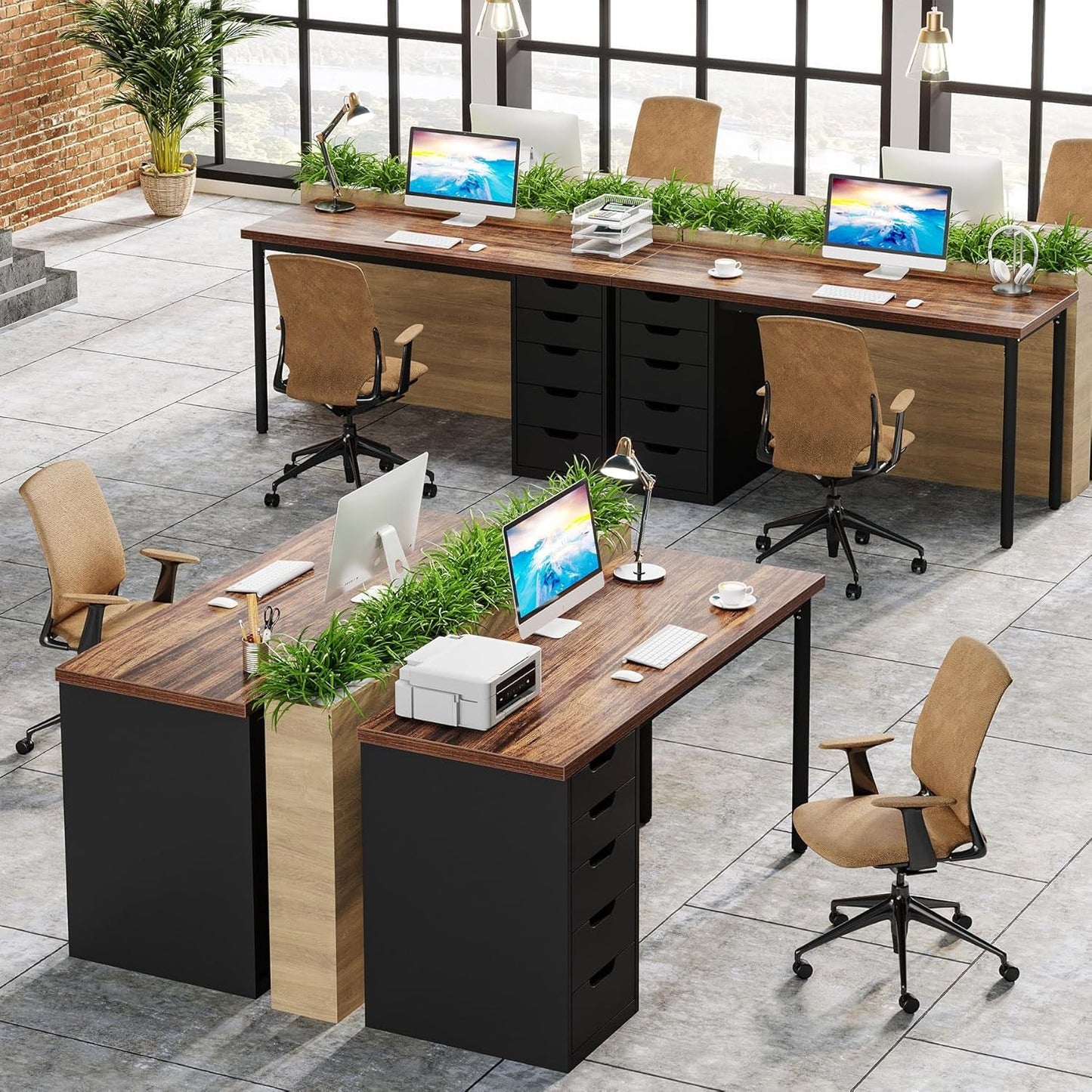 Industrial Rustic Brown Forty Seven Inch Computer Desk Storage