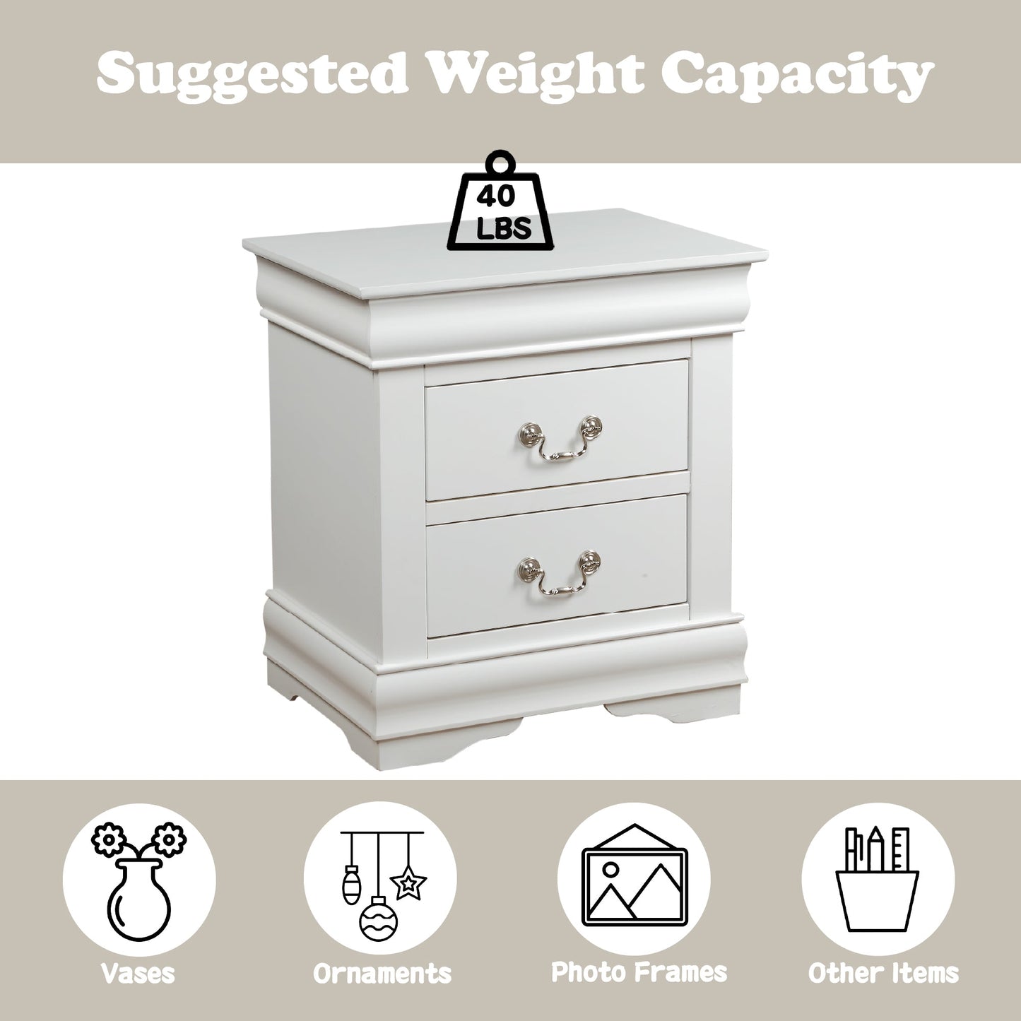 Louis Philippe White Finish 2PCS Bedroom Set (E. King)