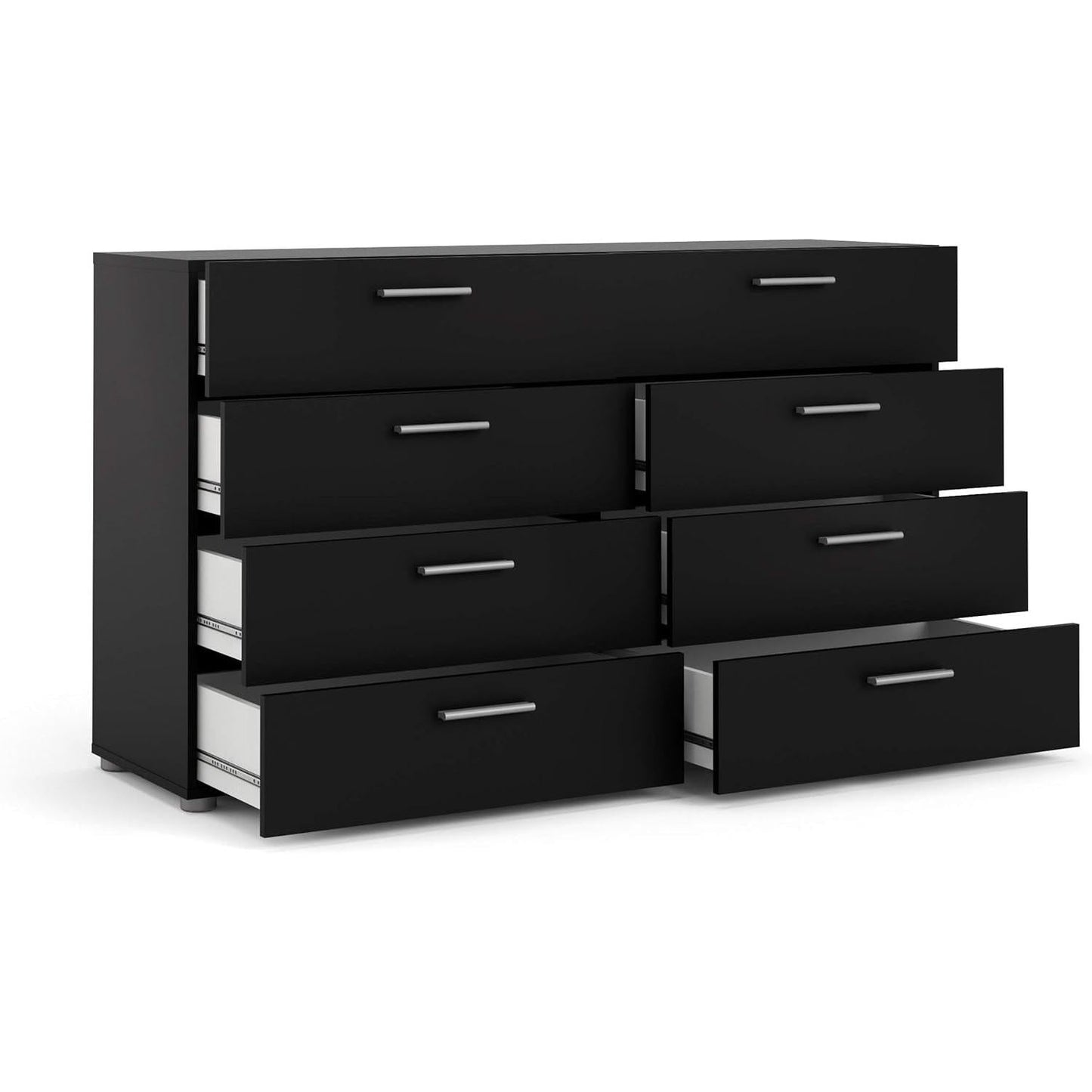 Black 8 Drawer Dresser For Bedroom With Compact Storage