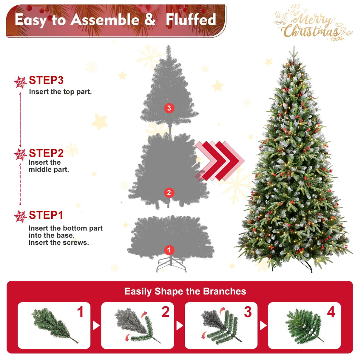 7.5FT Christmas Tree with 500 Warm White Lights