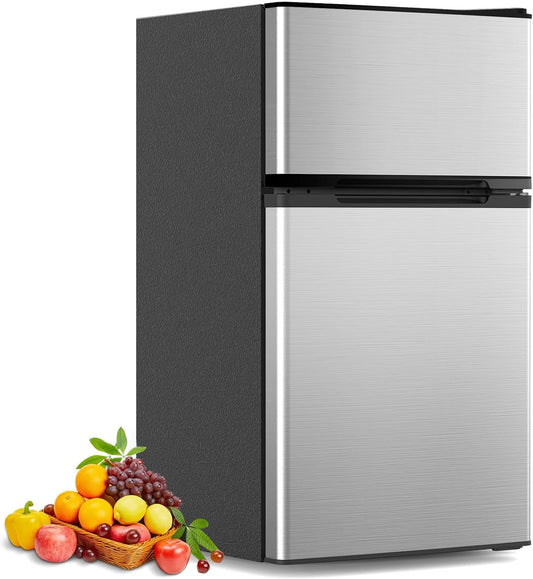 3.2 Cu.Ft Mini Fridge with Freezer, Double Door Compact Refrigerator 58087RRE0