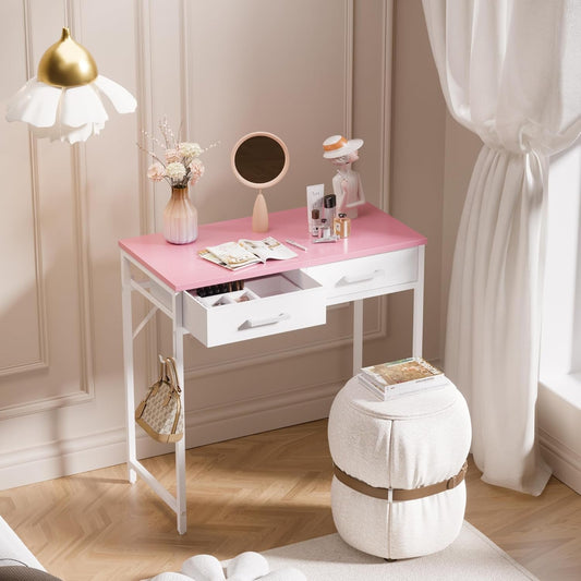 32 Inch Computer Desk With 2 Drawers For Small Spaces