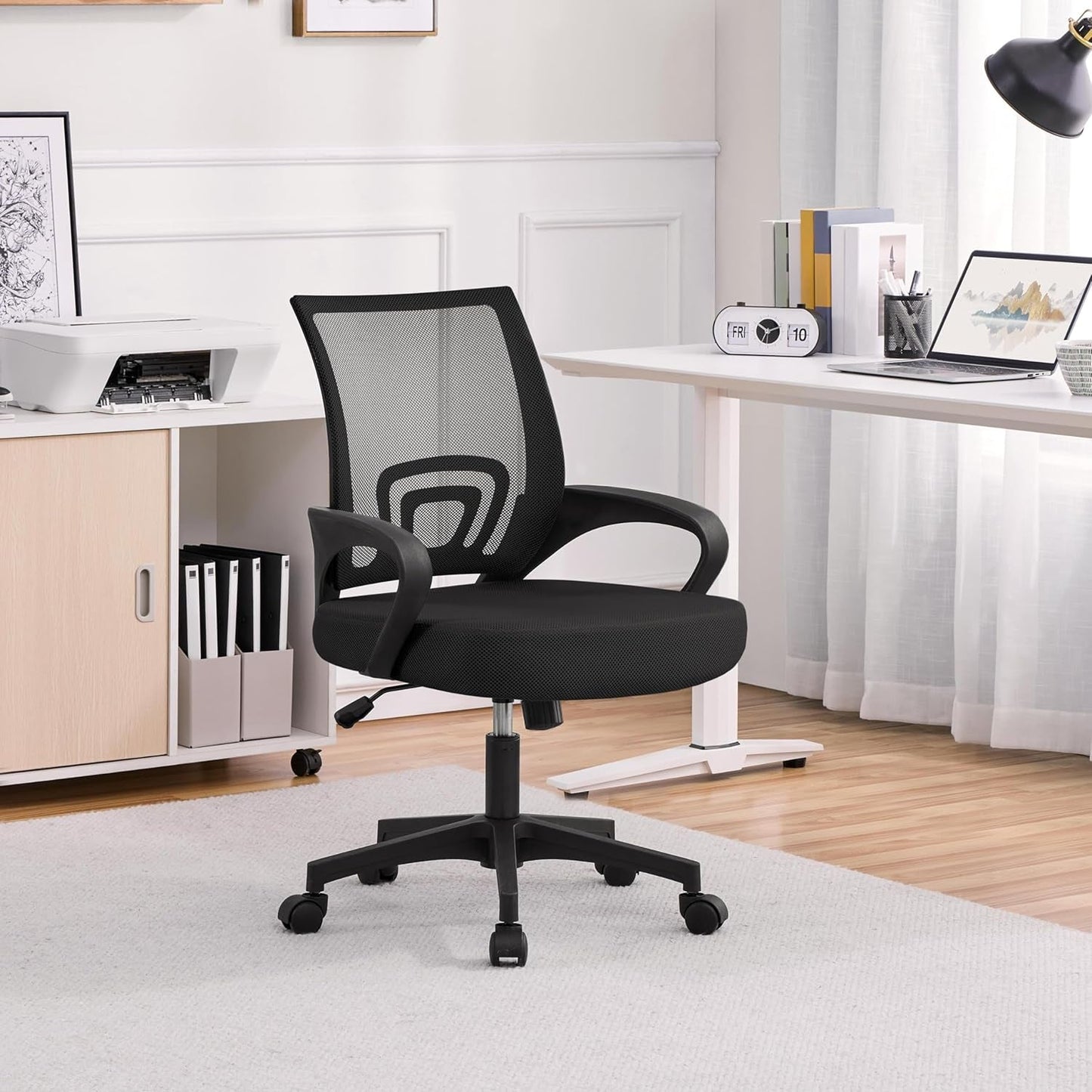 Ergonomic Mesh Office Chair Black Height Adjustable 2 Pack