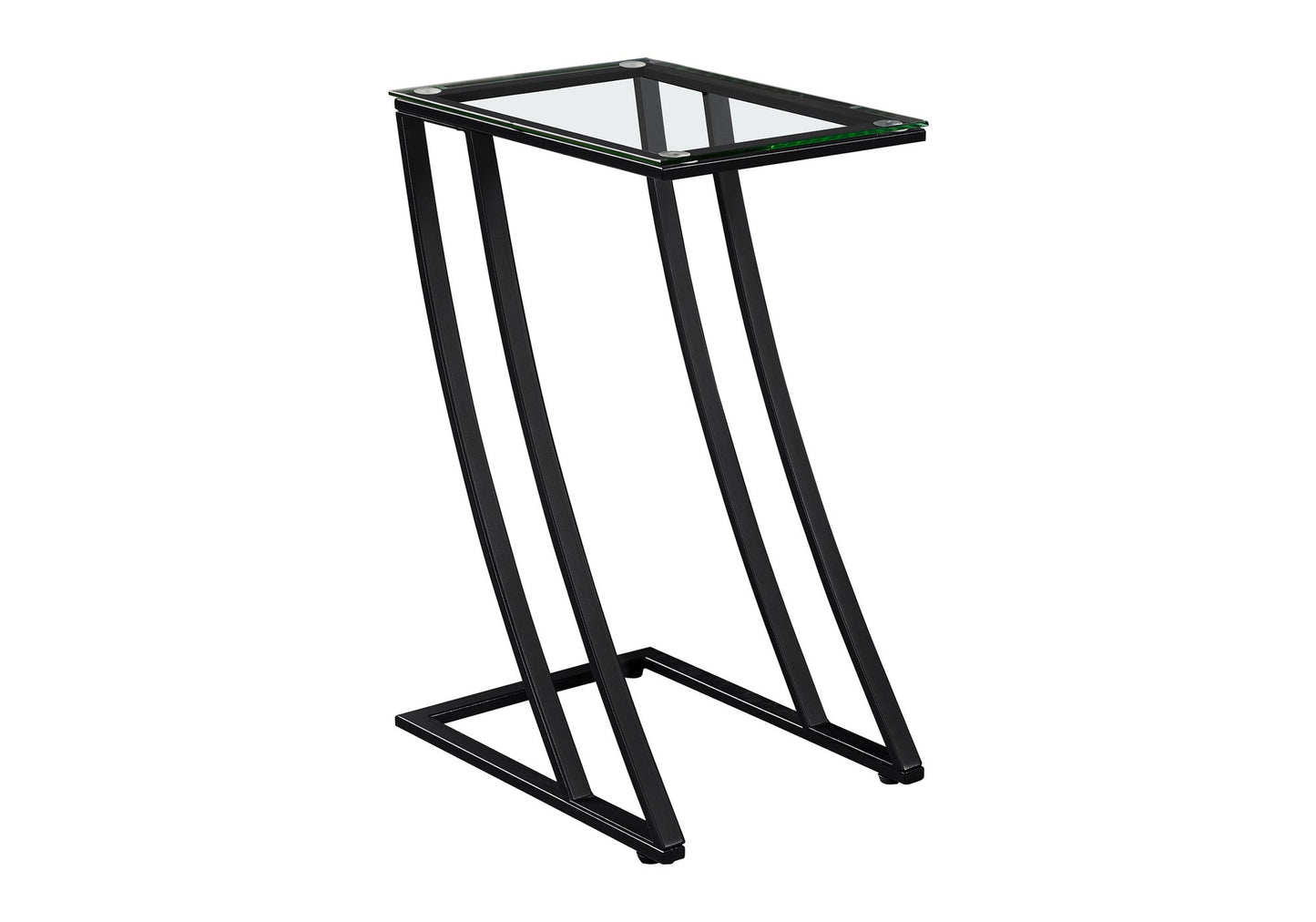 C-shaped Accent Table with Tempered Glass Top