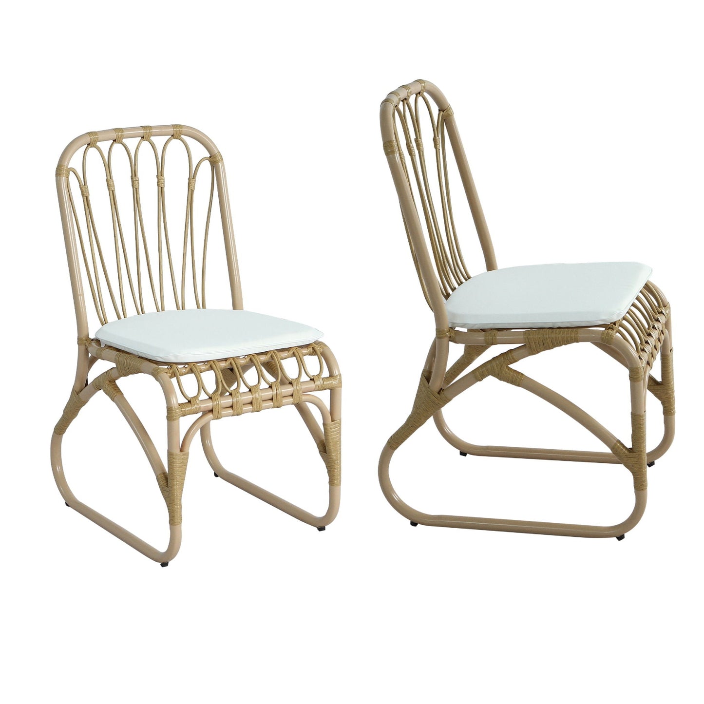 Outdoor Wicker Dining Chairs with Washable Cushion (Set of 2)
