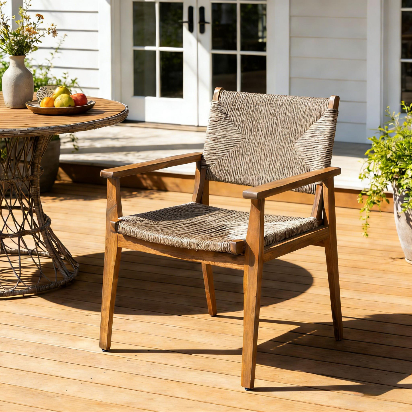 Durable Outdoor Dining Chair with Acacia Wood Frame