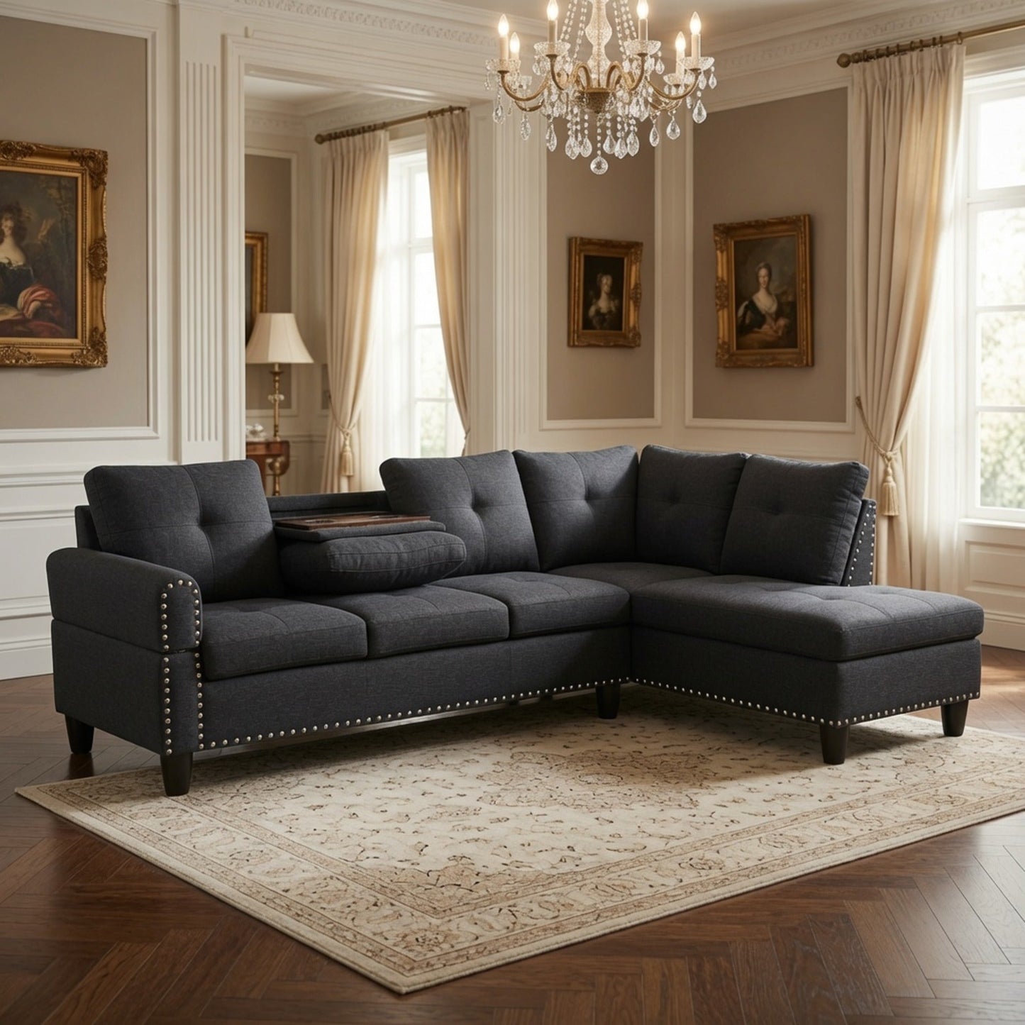 69.5" x 97.5" L-Shaped 2 Pieces Sectional Sofa