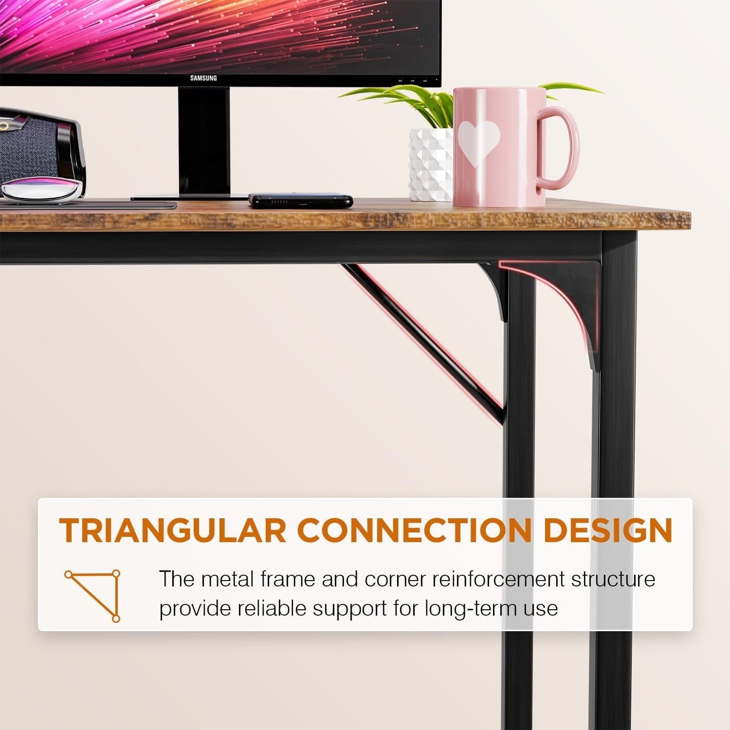 32 Inch Brown Computer Desk For Small Home Office Setup