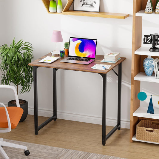 32 Inch Brown Computer Desk For Small Home Office Setup