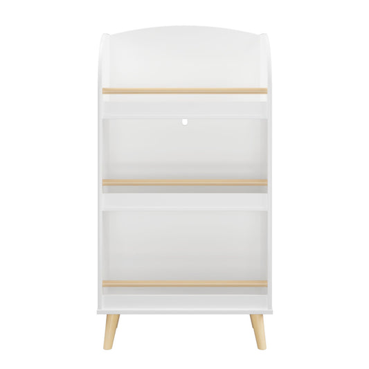 Bookshelf 3 Tier Book Organizer With Toy Storage - White