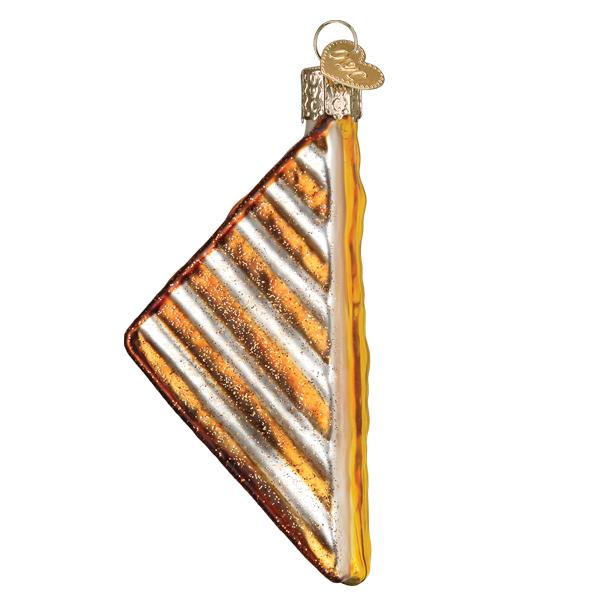 Decorative glass ornament with striped pattern on a white background