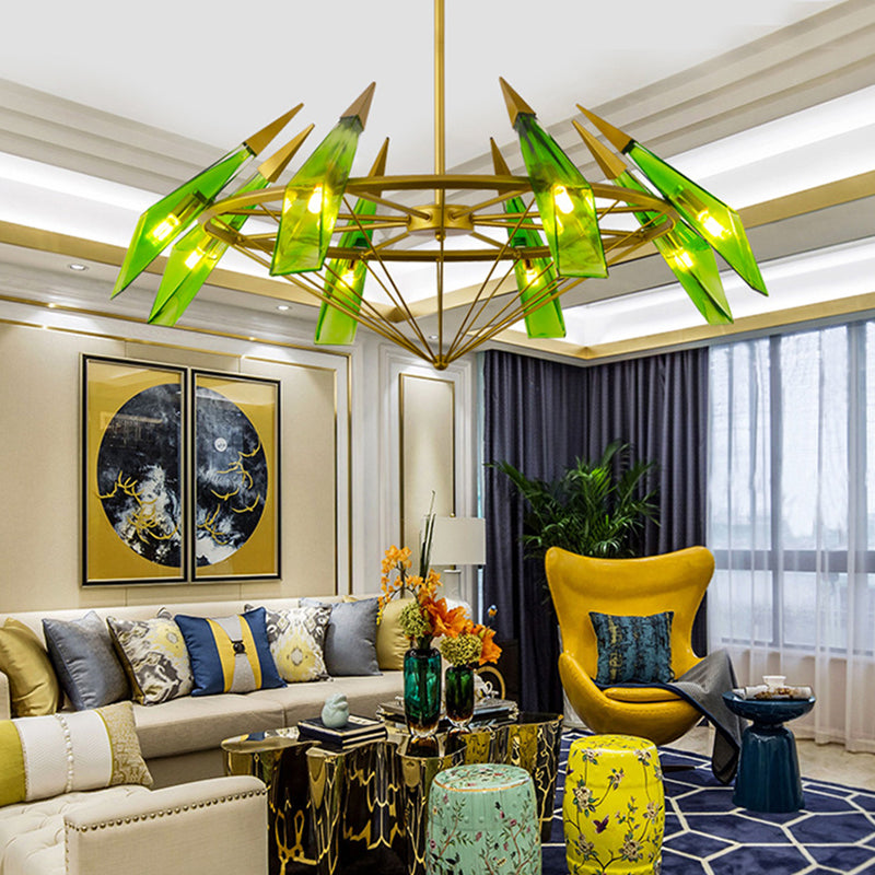 Elara's Modern Chandelier - Two-Tone Glass Elegance (8-Light)