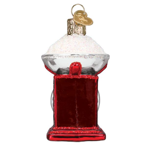 Decorative glass kitchen scale ornament on a white background