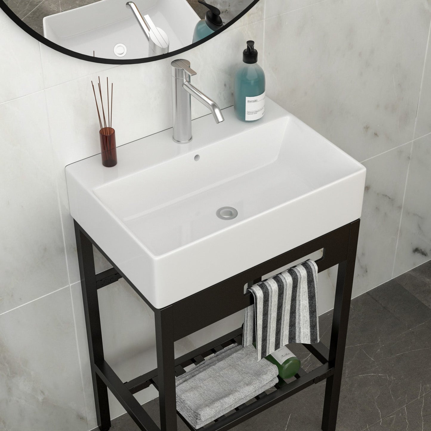 24" x 16.75" Bathroom Ceramic Console Sink with Overflow