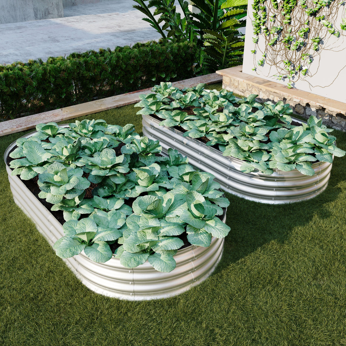 2-Piece Galvanized Raised Garden Bed Kit