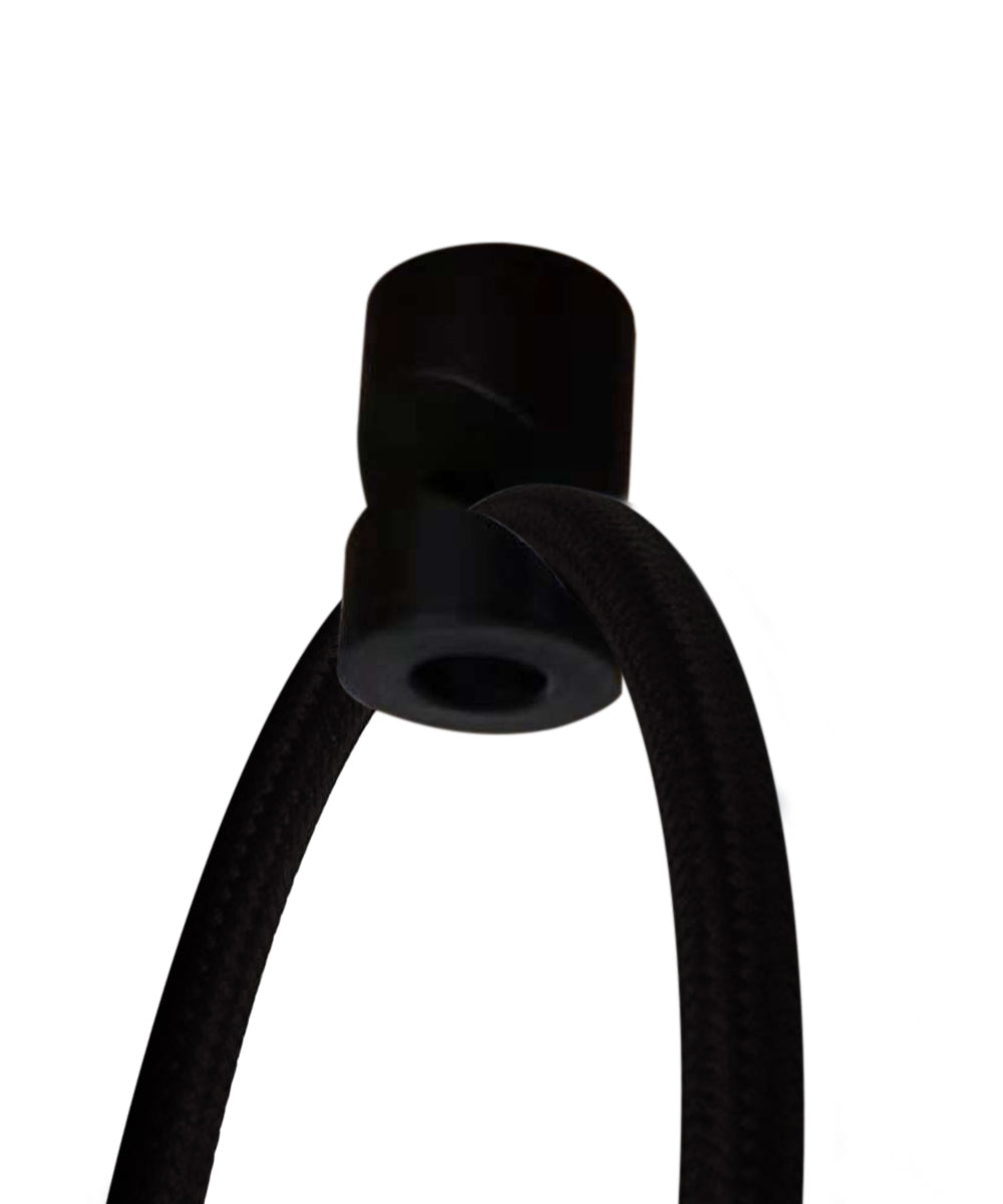 2 Light Swag Plug-In Pendant 16"w Light Oatmeal Linen Drum with Diffuser, Black Cord