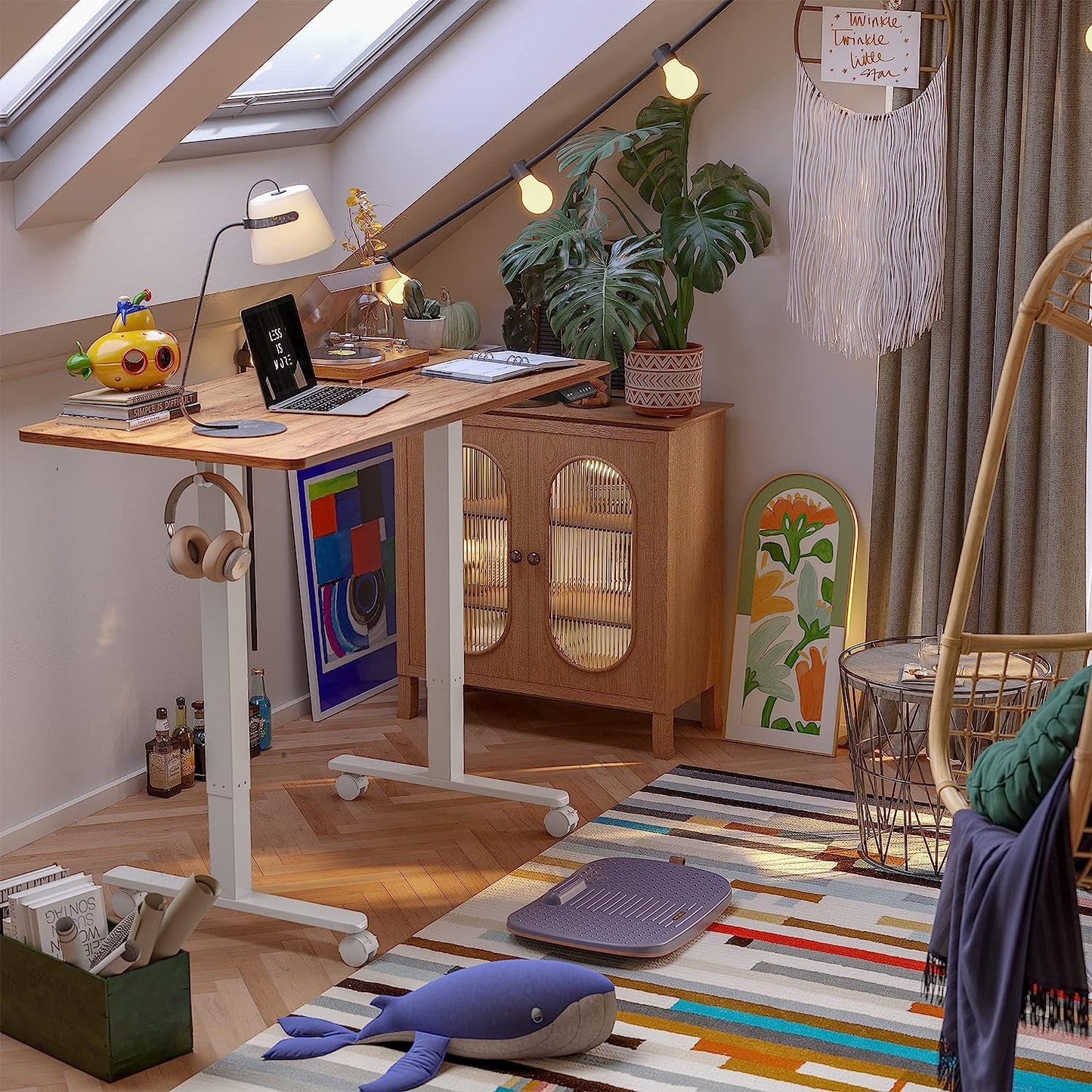 Electric Height Adjustable Office Desk 48x24 Inches Anti Collision