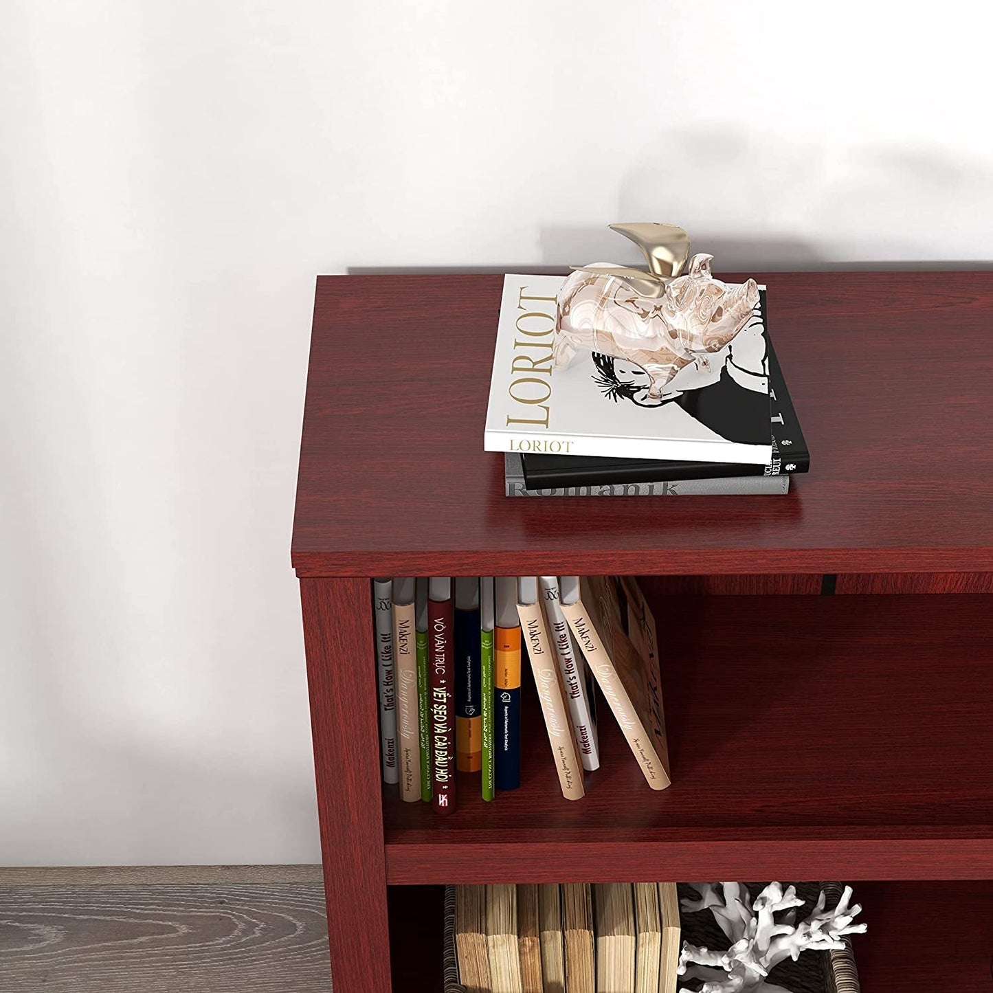 Cherry Wood Bookcase With Adjustable Shelves Home Office