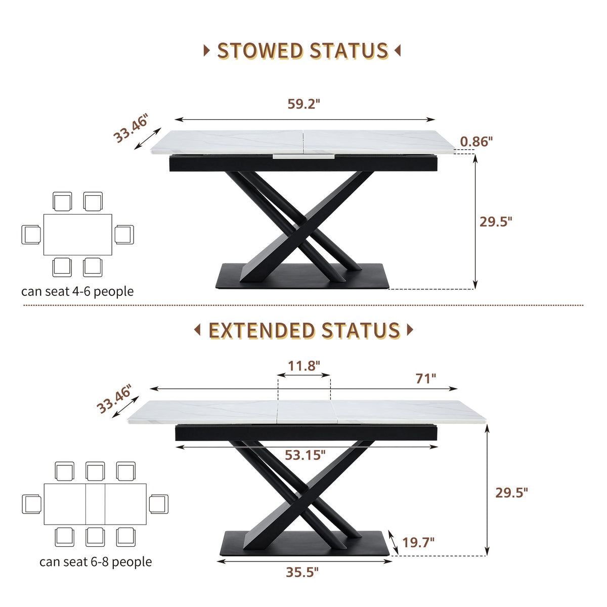 Modern Dining Table with Extendable Functionality