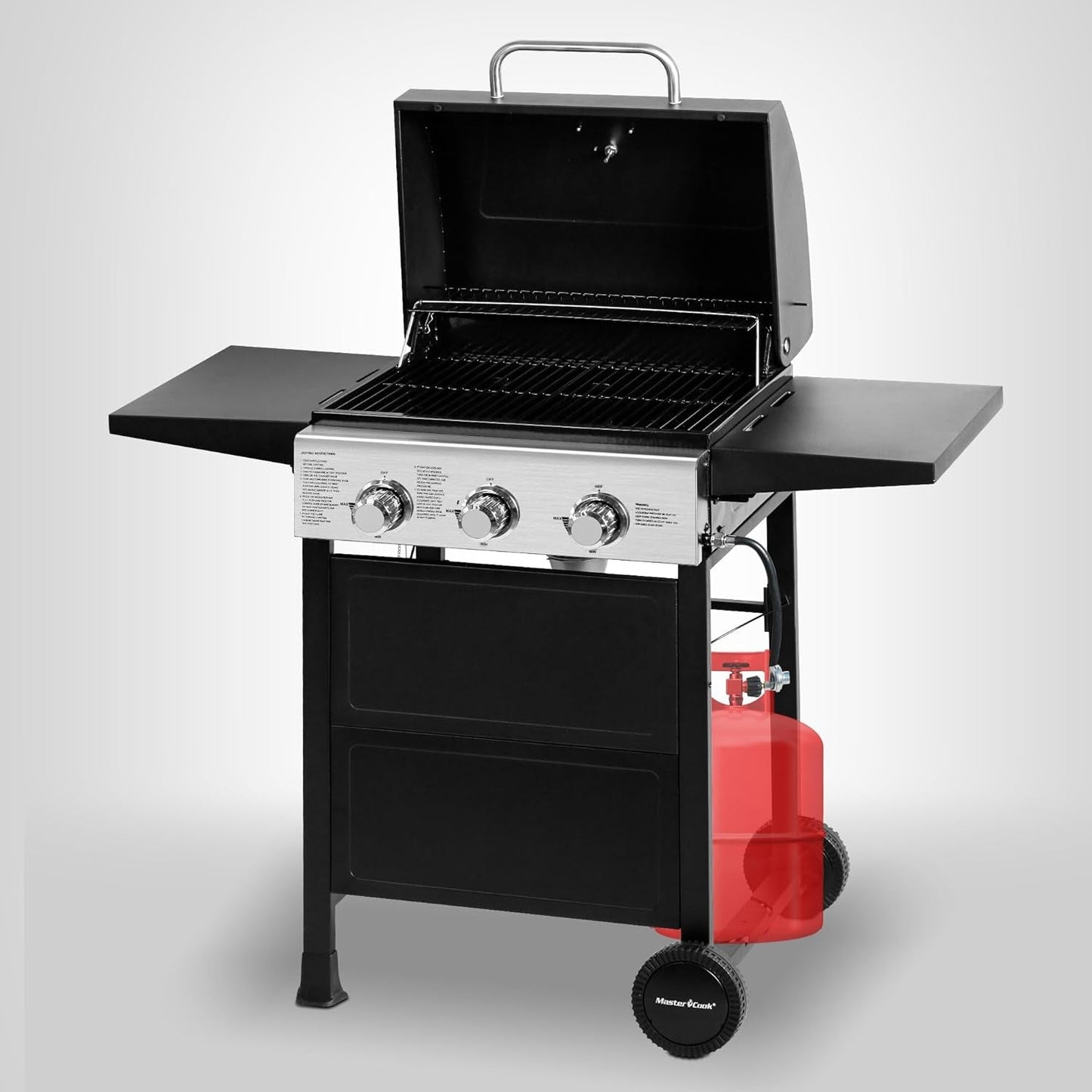 3-Burner Propane Gas Grill With Foldable Side Shelves 30,000 BTU Stainless Steel Outdoor Grill