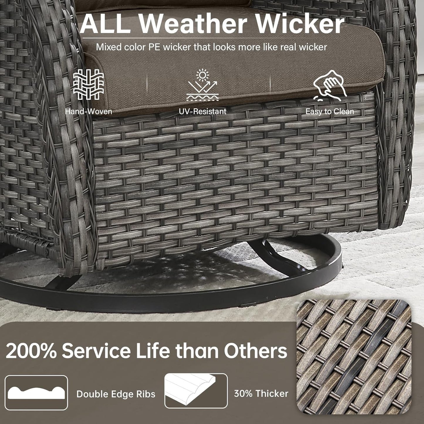 Outdoor Swivel Rocker Patio Chairs Set with Table