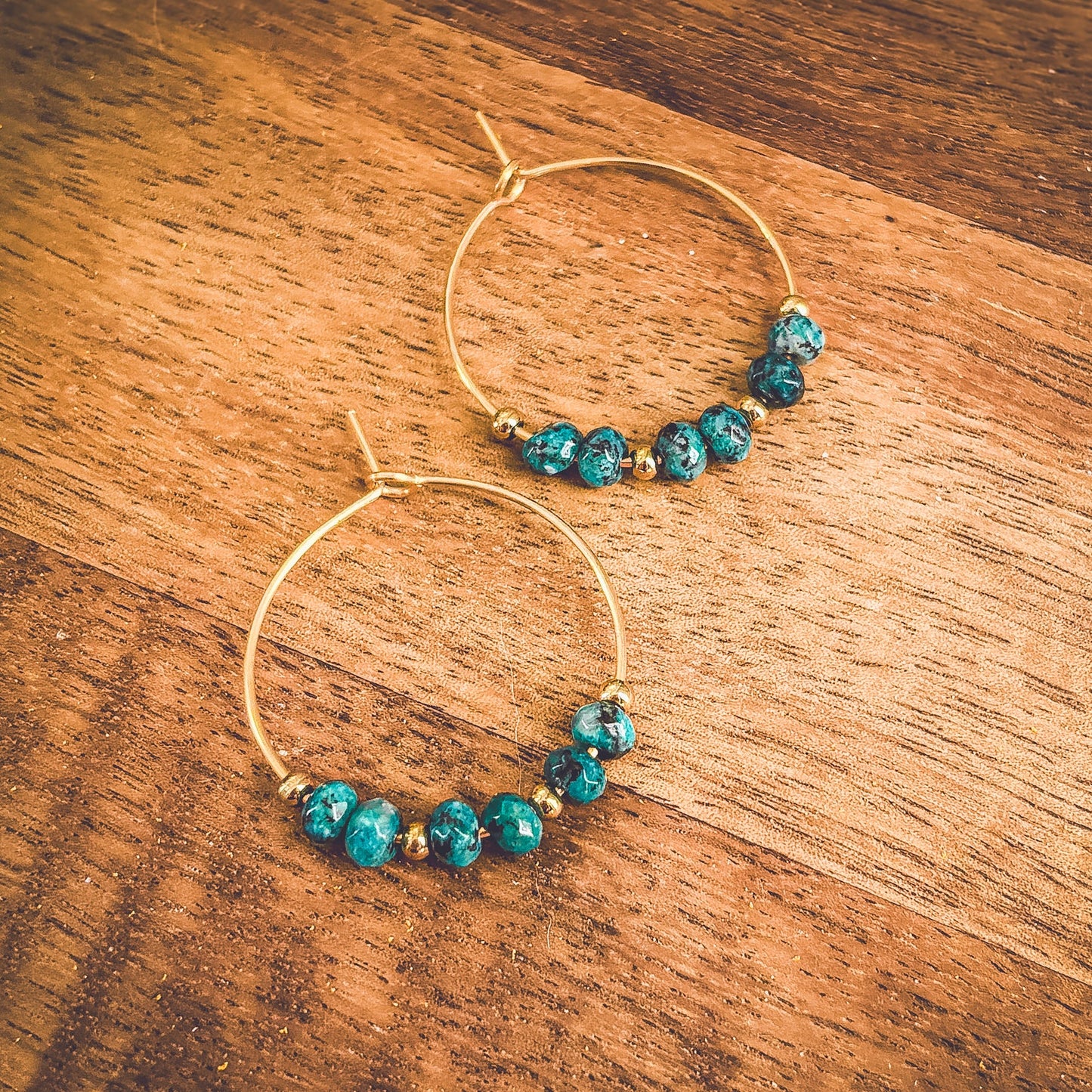 Beautiful Turquoise Stone Hoop Earrings
