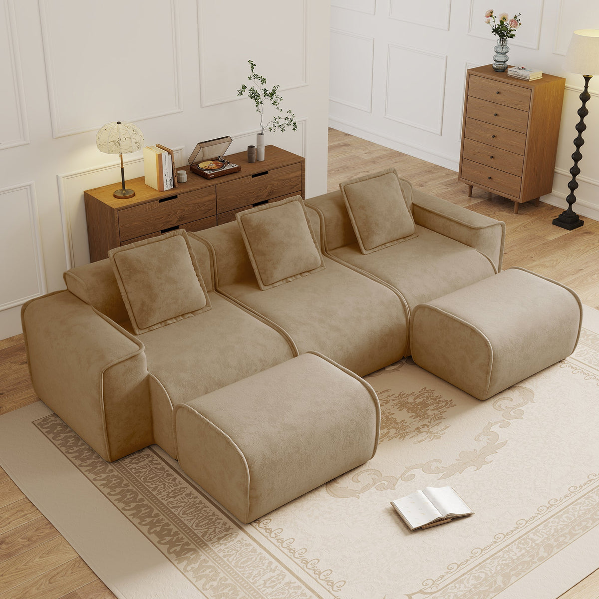 Streamlined Design Modular 3 Seat U Shape Sectional Sofa