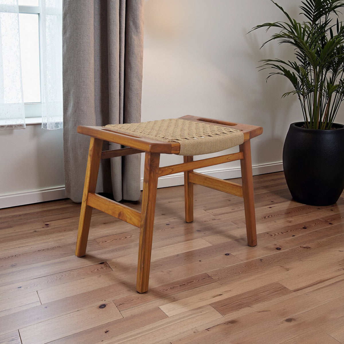 Grit Rustic Solid Wood Frame Loom Stool