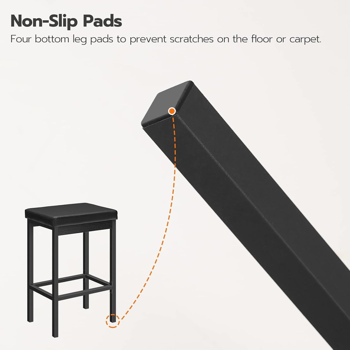 Black 24.8-Inch Bar Stools Set Of 2-Inch Thick Upholstery