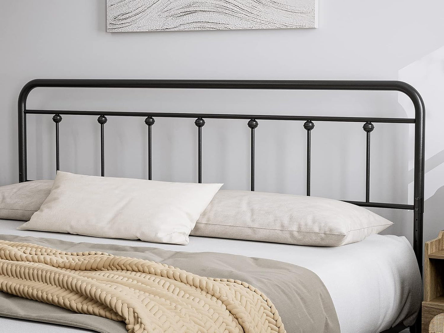 Adjustable Height Metal Headboard in Farmhouse Victorian Style