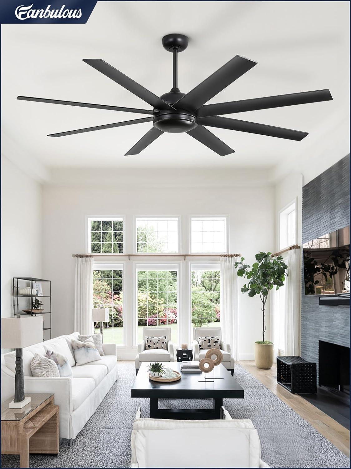 65 Inch Ceiling Fan With Remote Control No Light Indoor Outdoor