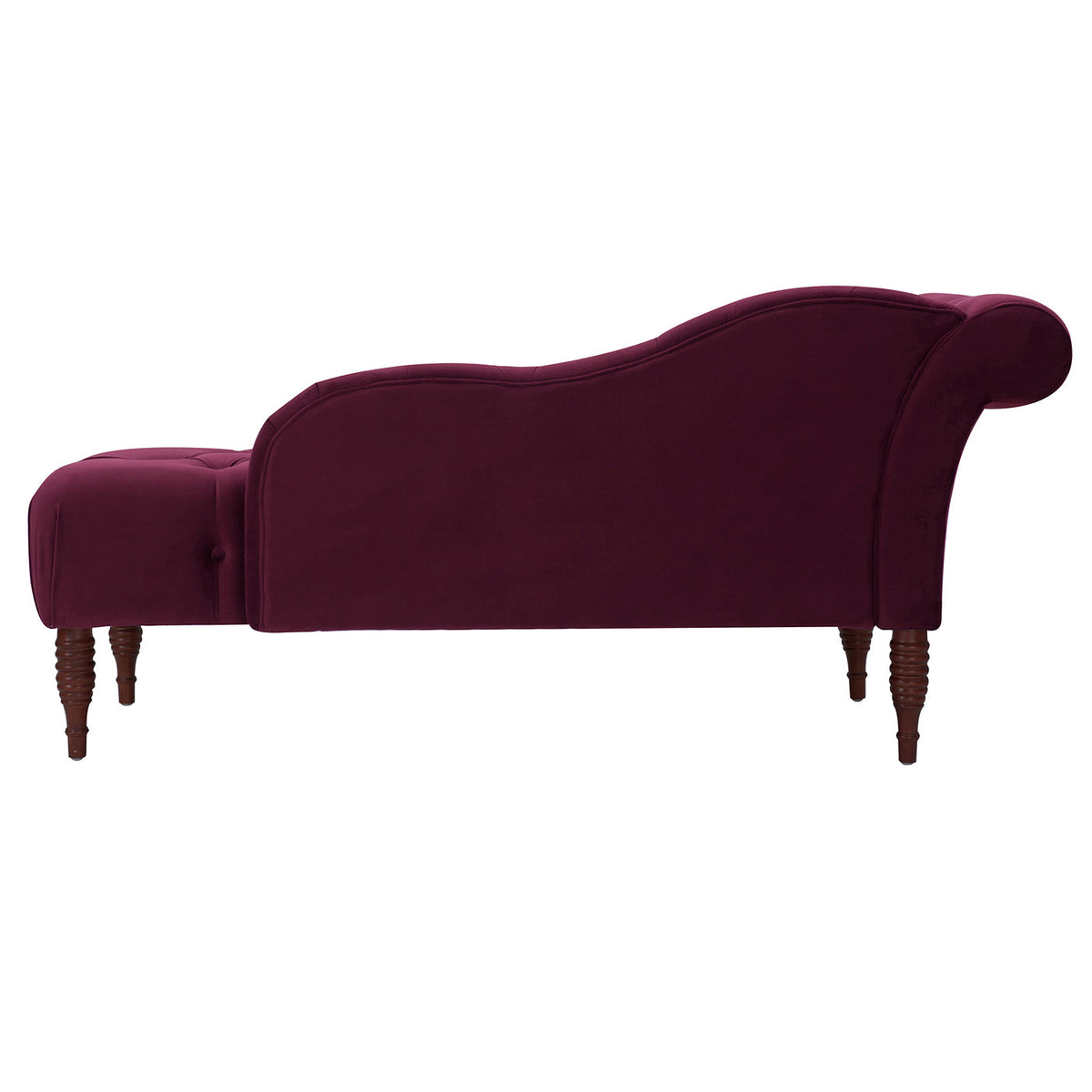 Samuel Tufted Roll Arm Chaise Lounge in Burgundy Velvet