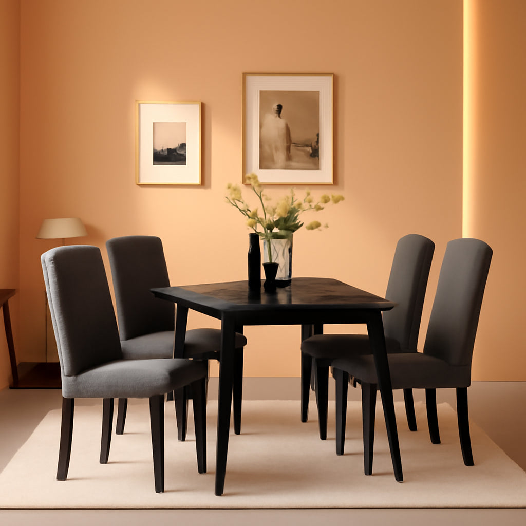 Dark Gray Nonwoven Dining Chairs Set of 6 With Adjustable Feet