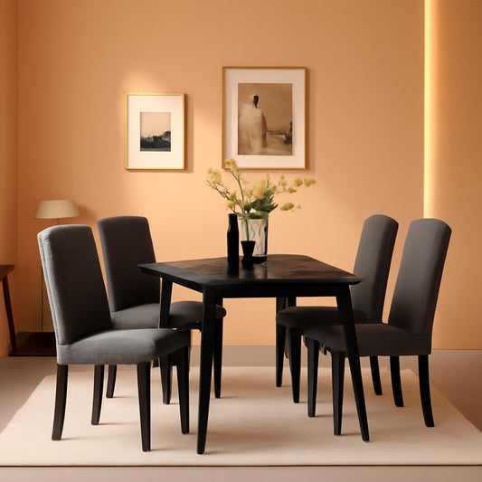 Dark Gray Nonwoven Dining Chairs Set of 6 With Adjustable Feet