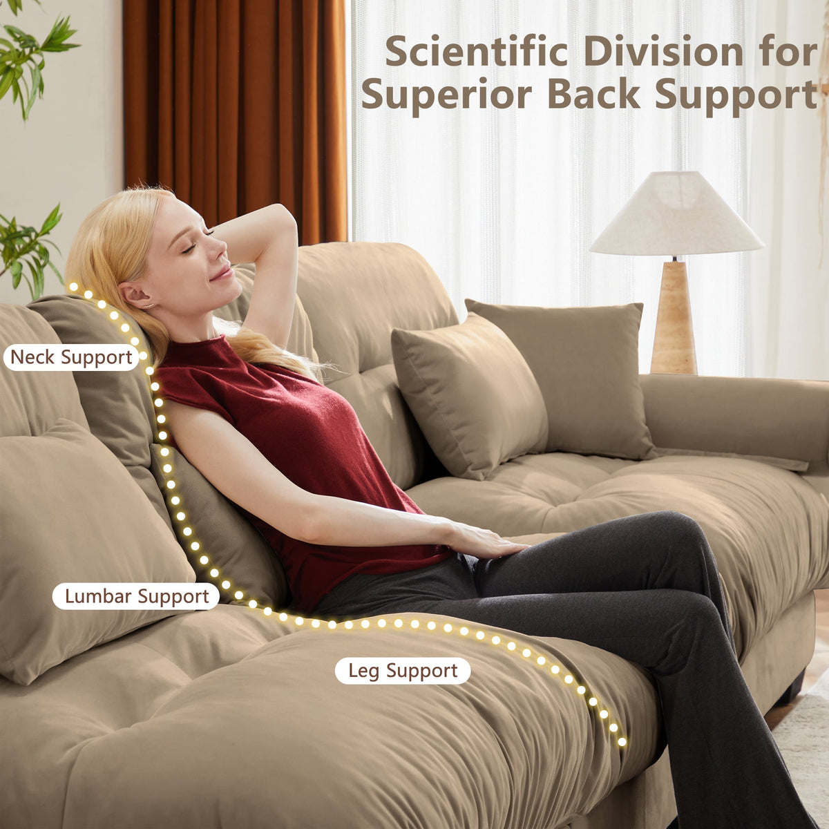 Over Size Modern Two-Seater Sofa with Ottoman, Velvet 2-Seater