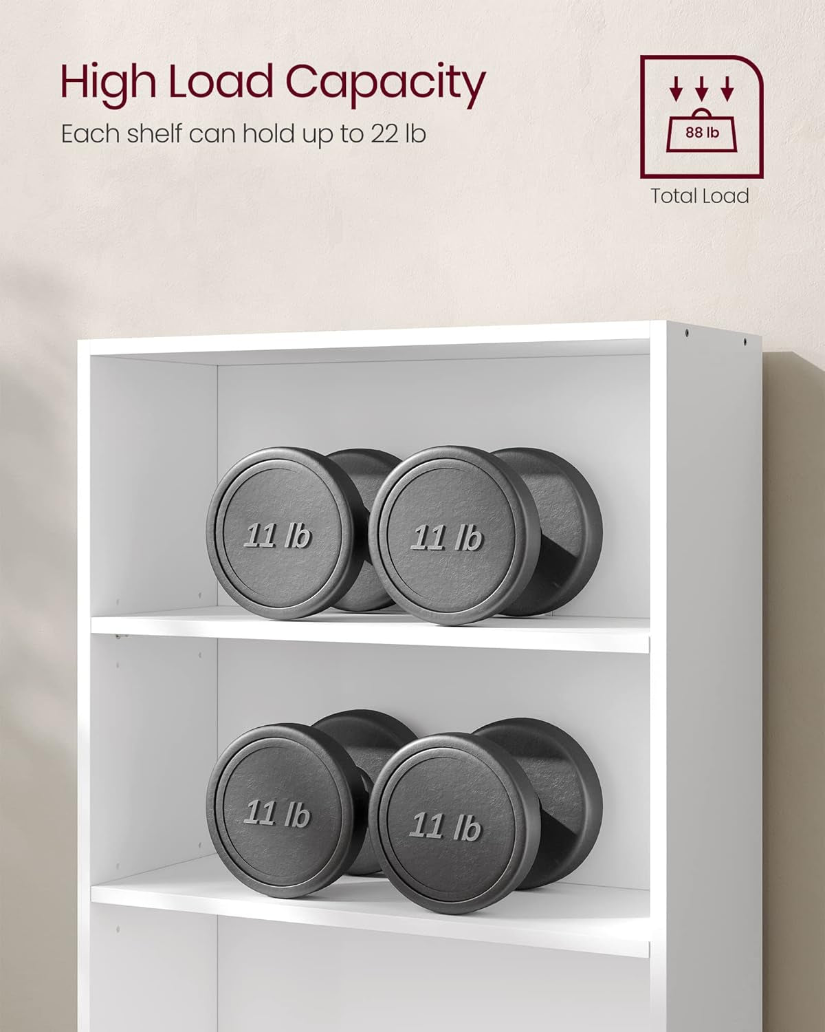 Cloud White 23.6 Inch Wide Three Tier Open Bookshelf