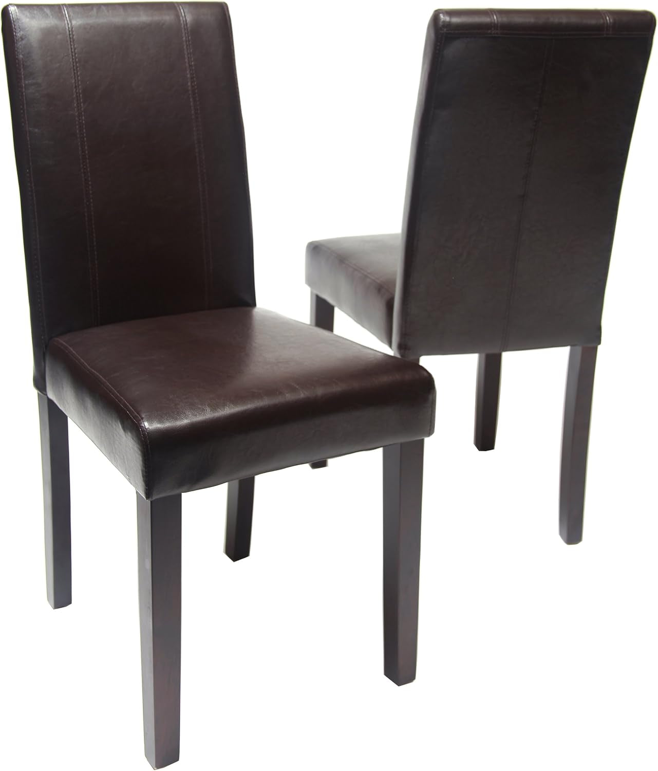 Parson Chair Set of 2 Leatherette Padded Solid Wood