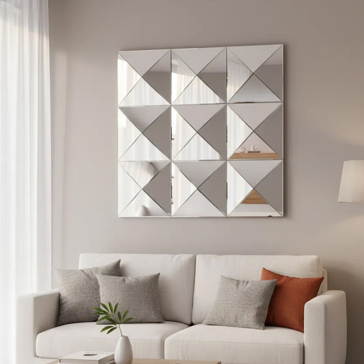 3D Mirror Wall Decor - Beveled Glass Large Square Wall Mirror