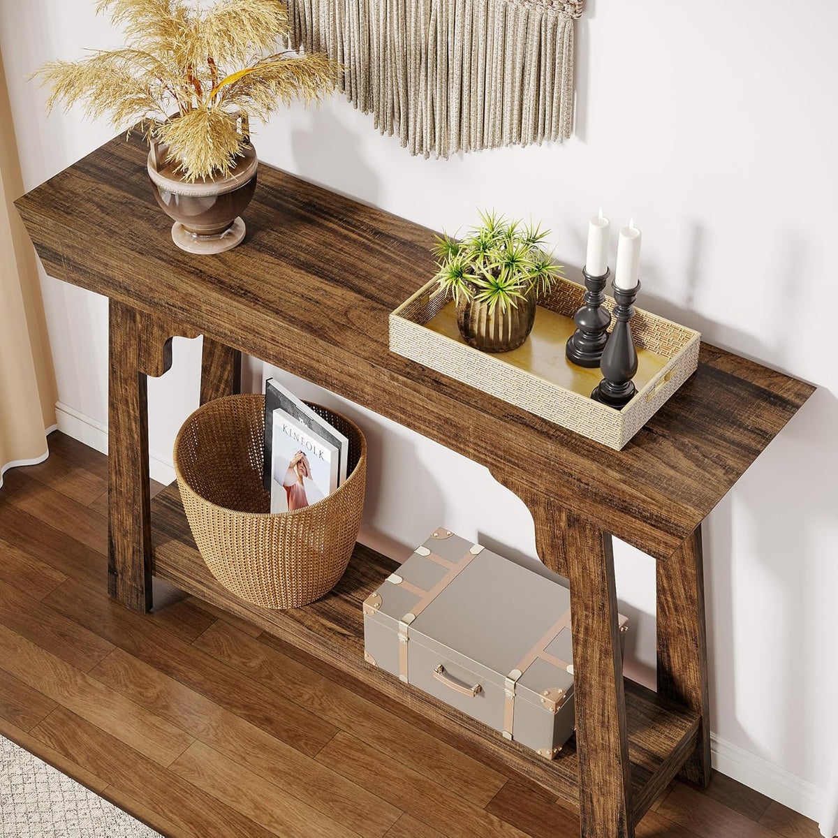 41 Inch Wood Console Table Behind Couch