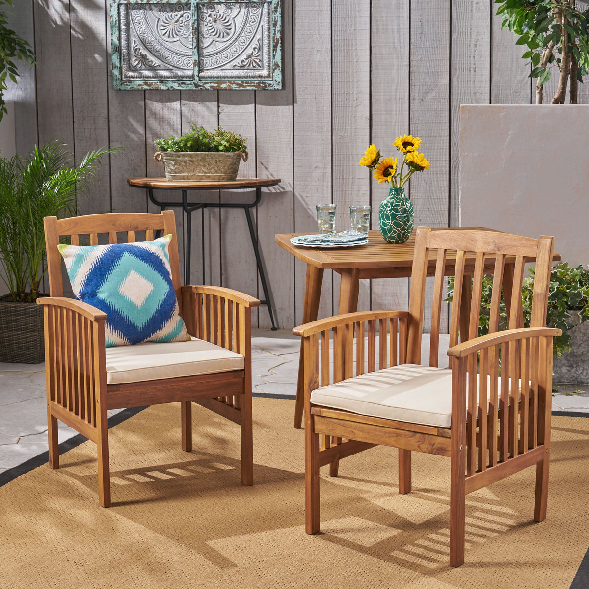 Casa Acacia Dining Chair, 2-Piece Set with Cushions