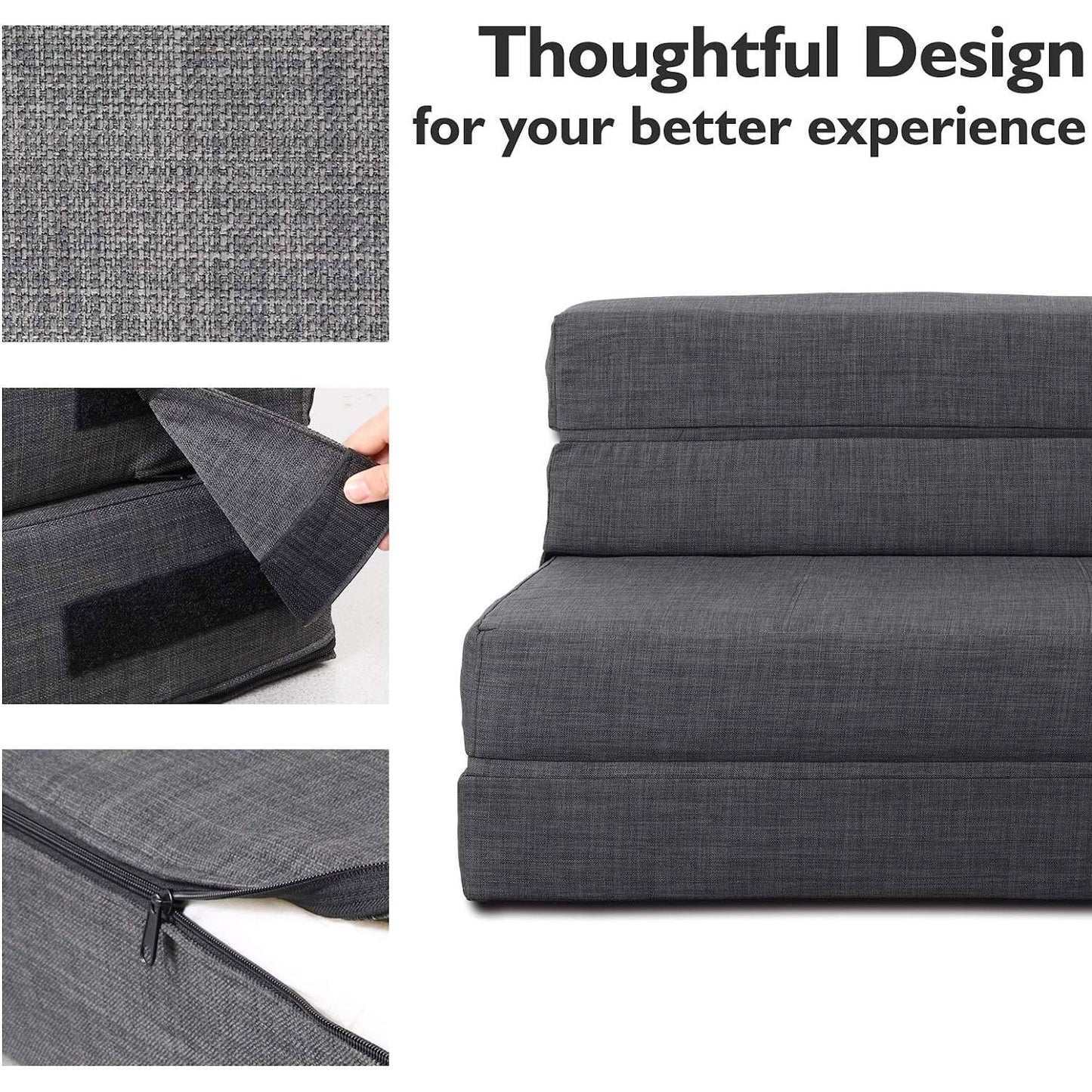 Memory Foam Sleeper Chair With Washable Cover Dark Gray