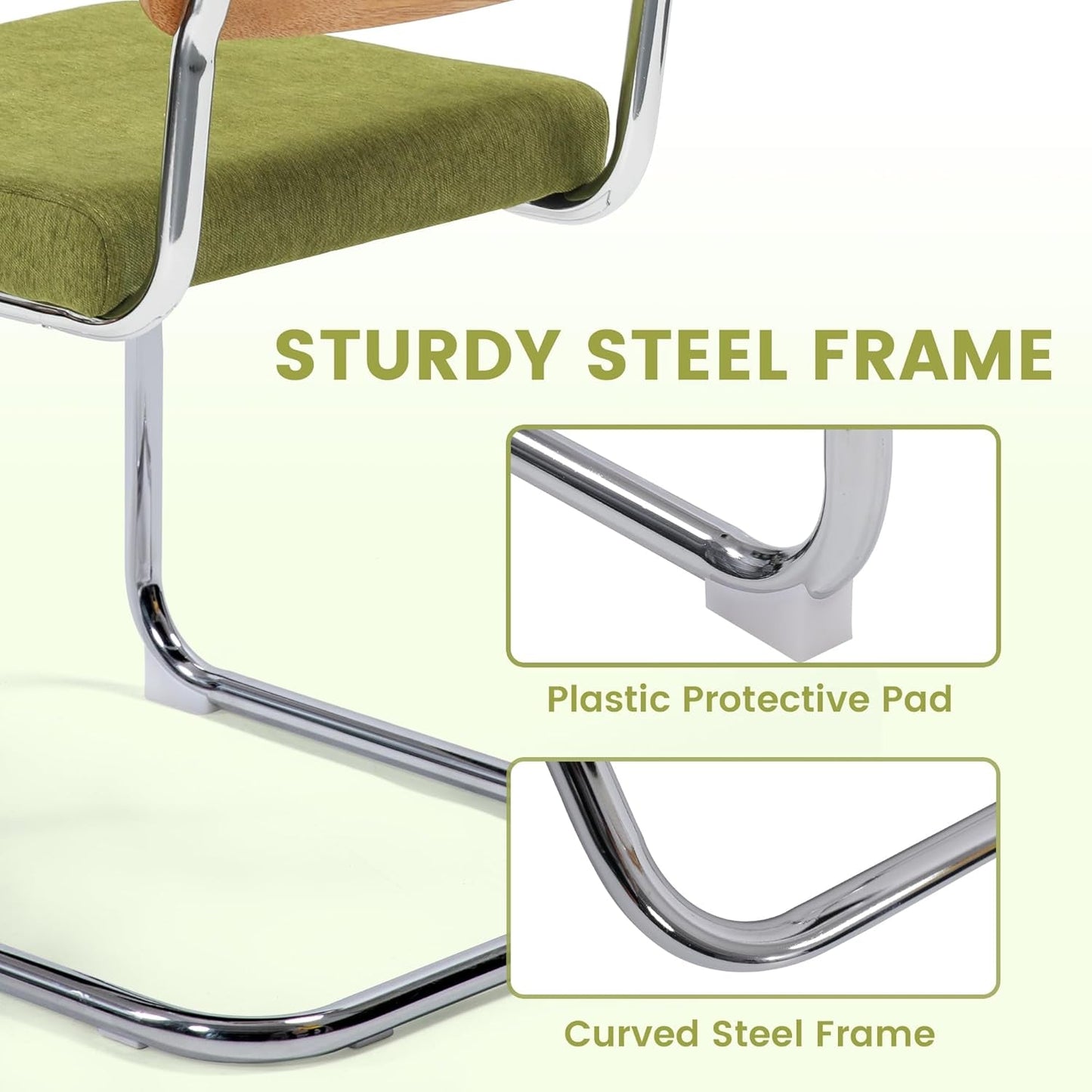 Green Handwoven Cane Dining Chairs Set Of 2 Chrome Base